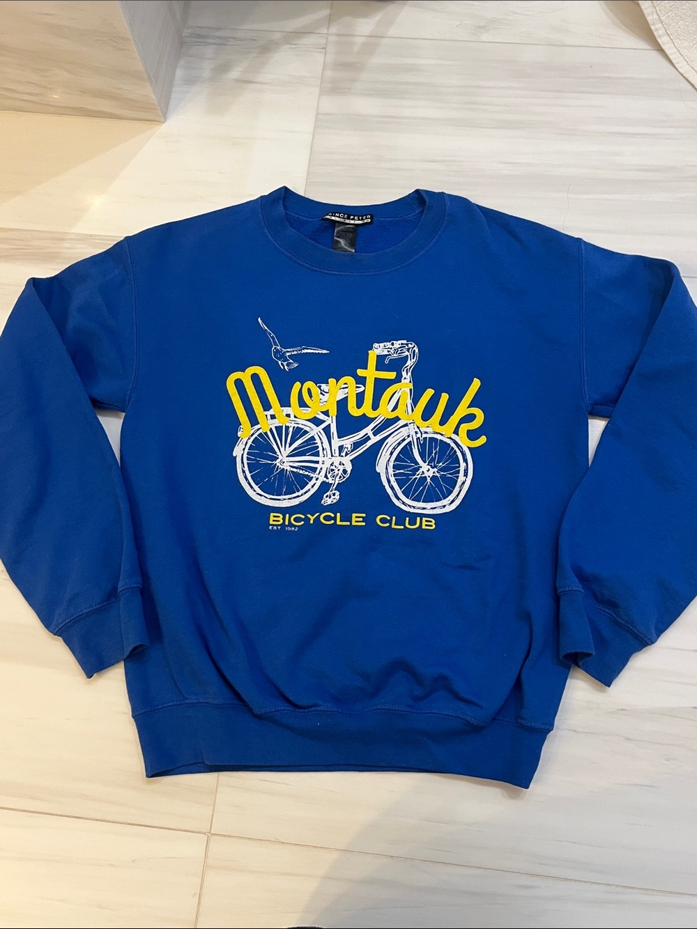 Prince Peter Montauk Bicycle Club Graphic Crewneck Sweatshirt- Blue